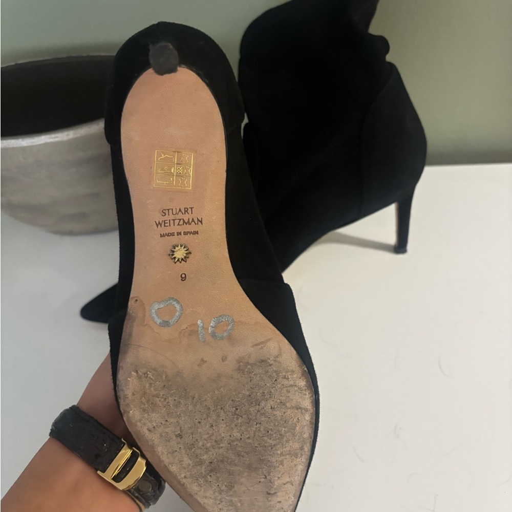 Stuart Weitzman Black Suede Ankle Boots